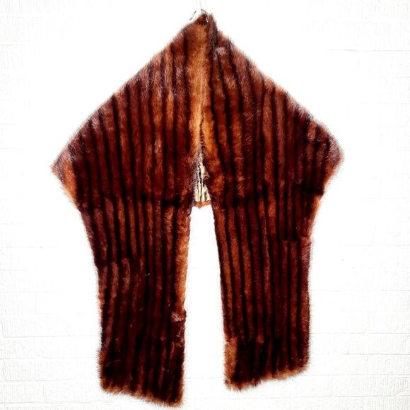 Vintage 1950s mink fur wrap stole cape bride wedding winter bride - Picture 7 of 15